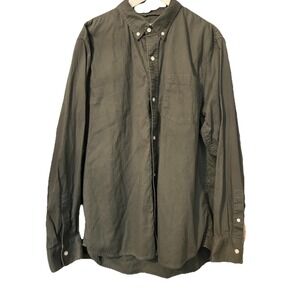 Buck Mason Draped Twill One Pocket Button Up Shirt Men's Size XL Army Green